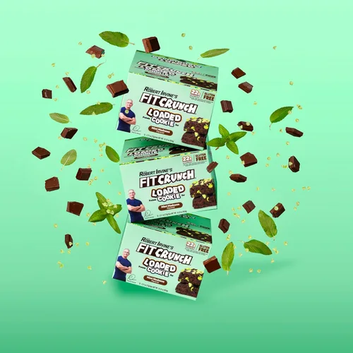 Vista 6 de FITCRUNCH - Barra de proteína de galletas cargada, alta proteína, sin gluten, aperitivo proteico (12 barras de galletas, locura de menta)