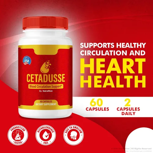 Vista 3 de NutraRize Cetadusse Cápsulas de Cetadusse, fórmula sanguínea de máxima fuerza, píldoras totalmente naturales para una salud óptima, suplemento