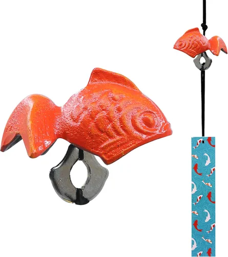 Vista 7 de Carillón de viento japonés de hierro fundido para exteriores, adorno para jardín, patio y balcón, decoración de campana de viento de metal colgante