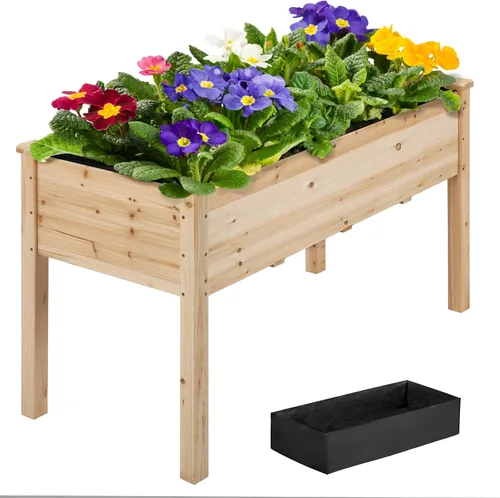 Vista 13 de Yaheetech 1 pieza Cama de Jardín Elevada 48x24x30 pulgadas Jardinera de Madera Elevada para Horticultura con Patas Cama de Cultivo de Pie