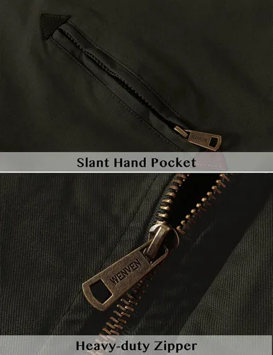 Vista 6 de WenVen Chaqueta bomber de algodón ligero para hombre, rompevientos militar casual