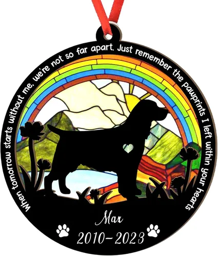 Vista 119 de Adorno personalizado para atrapasoles de sabueso afgano, adorno de Navidad de sabueso afgano, regalo para perro amante, sabueso afgano conmemorativo