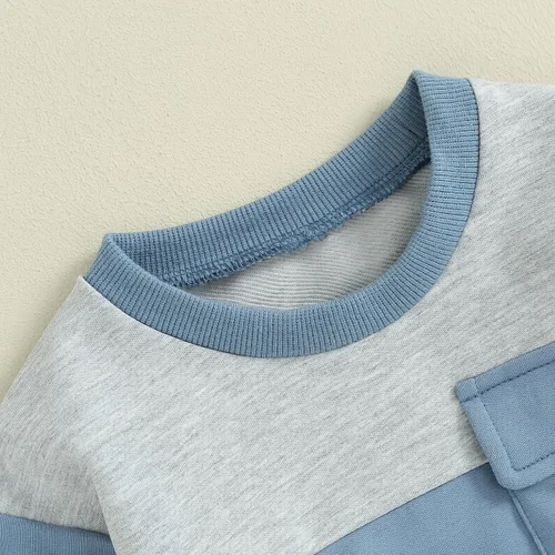 Vista 3 de Conjunto de sudadera de manga larga con cuello redondo y pantalones deportivos para bebés, ropa de invierno para bebé
