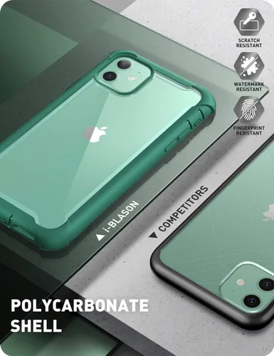 Vista 7 de i-Blason Ares - Funda para iPhone 11 de 6.1 pulgadas (versión 2019), funda transparente resistente de doble capa con protector de pantalla integrado