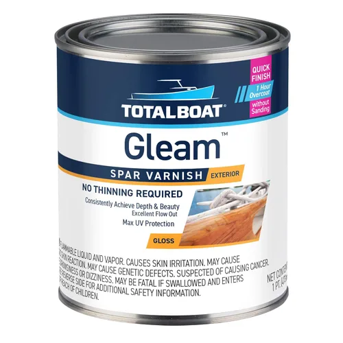 Vista 9 de TotalBoat Gleam Marine Spar - Barniz brillante y satinado para madera, barcos y muebles de exterior (brillo, dos pintas)