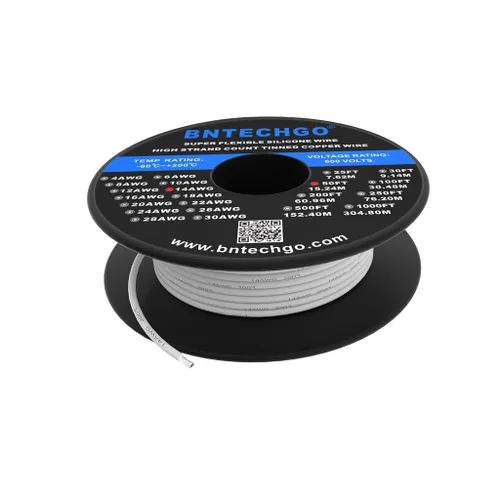 Vista 31 de BNTECHGO Carrete de alambre de silicona calibre 14 20 pies rojo y 20 pies negro flexible 14 AWG alambre de cobre estañado trenzado