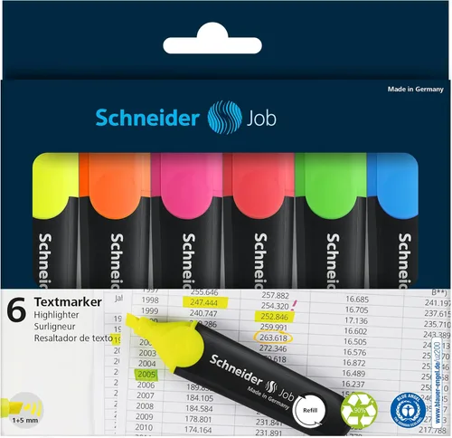 Vista 5 de Schneider Job 150 - Resaltadores de colores surtidos (Walet de 6 unidades)