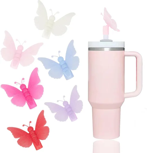 Vista 11 de 8 fundas de popote compatibles con vasos Stanley de 30 y 40 onzas, protectores de tapas reutilizables con puntas de silicona para vasos de 0.4