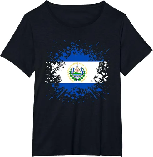 Vista 15 de Camiseta Salvador Patrimonio de la Familia Salvadoreña País Bandera de El Salvador, Negro
