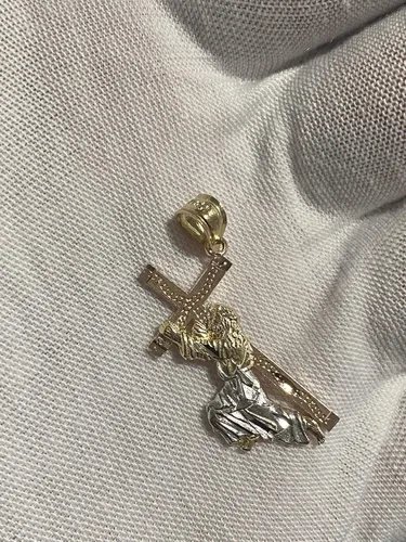 Vista 5 de Colgante de cruz de Jesús de oro tricolor de 14 quilates, joyería fina altamente pulida, dije de cruz religiosa, para hombres y mujeres, 0.984 x