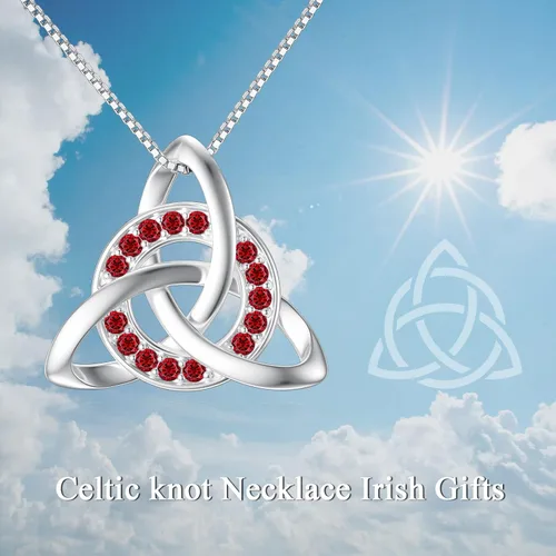 Vista 4 de TOUPOP Sterling Silver Birthstone Necklace for Women Irish Gifts Celtic Knot Pendant Necklace for SisterGirls for PartyBirthdayChristmas