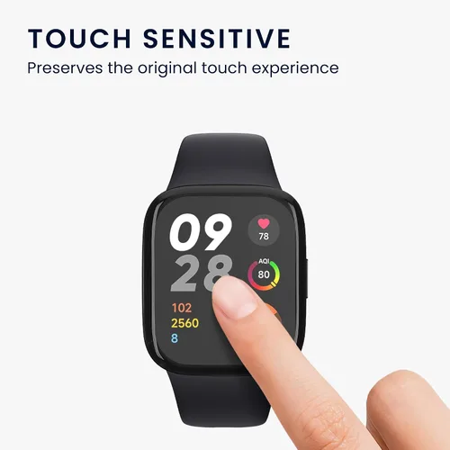 Vista 4 de kwmobile Protector de pantalla compatible con Xiaomi Redmi Watch 3 - 2 protectores de reloj inteligente antihuellas