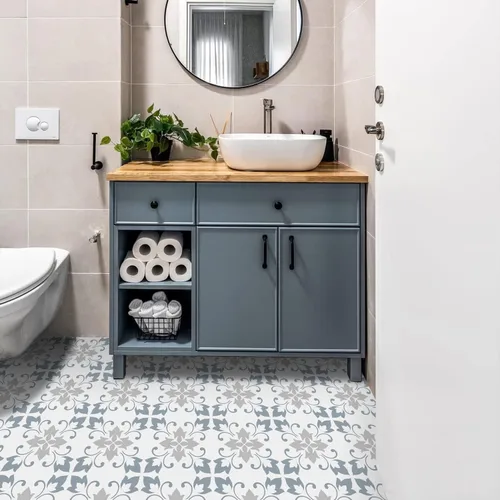 Vista 30 de Alwayspon 12 calcomanías de azulejos de pared retro florales mate para transferir, despegar y pegar, calcomanías de vinilo autoadhesivas