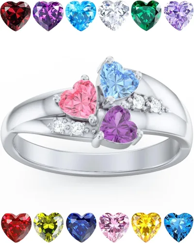 Vista 8 de La madre de los anillos con piedras de la fortuna, elija 3 piedras de la fortuna, 3 nombres y 1grabado personalizado