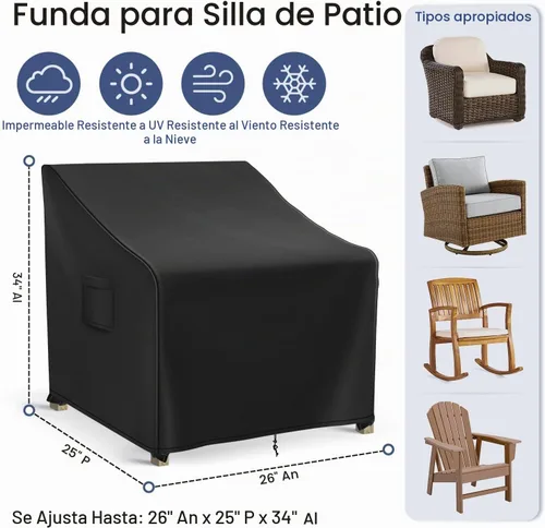 Vista 2 de Richwon Fundas impermeables para muebles de patio para sillas, fundas para sillas de césped al aire libre, paquete de 2, fundas para sillas de patio