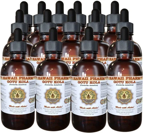 Vista 5 de Hawaii Pharm Extracto líquido de Gotu Kola, suplemento orgánico de tintura de Gotu Kola (Centella Asiatica) 2 x 32 oz sin filtrar