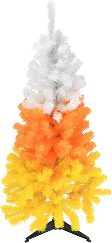 Vista 6 de Tree Buddees Árbol de Halloween de maíz caramelo blanco naranja y amarillo (3 pies)