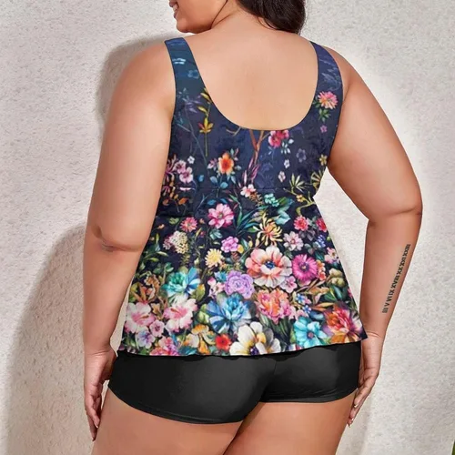 Vista 5 de Apfopard Womens Plus Size Printed Tankini Sets Crop Tank Top and Boyshort Two Piece Swimsuits Swimwear Boy Shorts 2023 High