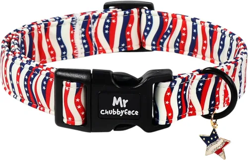 Vista 15 de MR.CHUBBYFACE· Collar de perro de San Valentín azul, lindo collar de cachorro con lazo azul, collar ajustable de algodón para mascotas con hebilla
