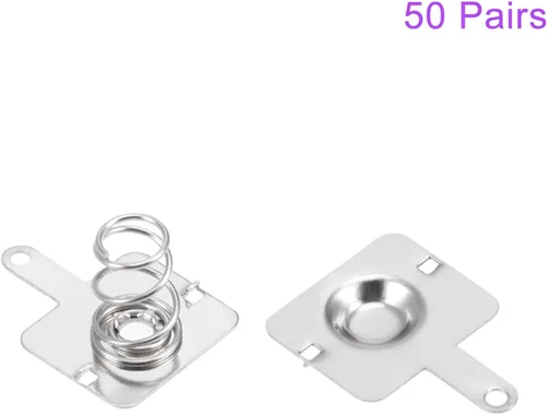 Vista 4 de DMiotech 50 pares de resortes de batería de 0.444 in x 0.453 in de repuesto de placa de contacto AA positivo a negativo niquelado para control remoto