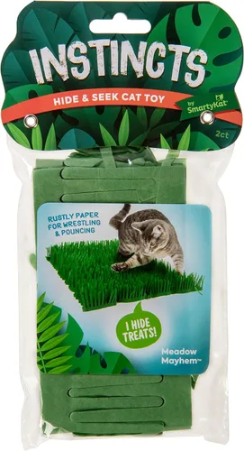 Vista 2 de Instincts by SmartyKat - Juego de 2 alfombrillas de papel para gatos Meadow Mayhem Hide & Seek, color verde, paquete de 2