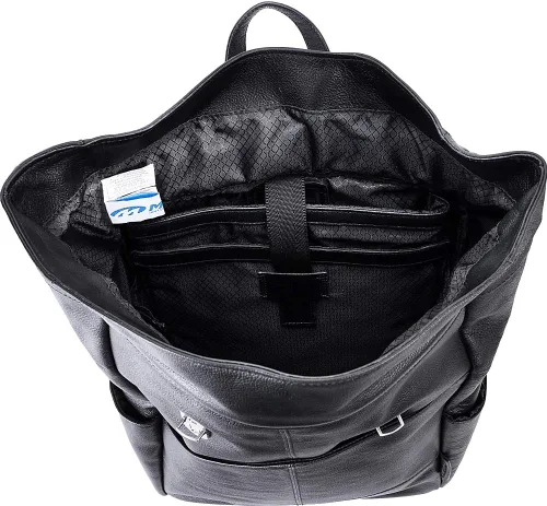 Vista 2 de McKleinUSA Serie S, Kennedy, cuero de becerro de grano de guijarro, mochila para portátil de doble acceso de 17 pulgadas, color negro (88735)