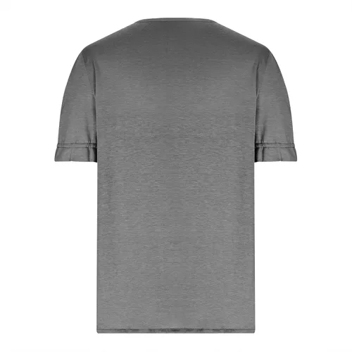 Vista 5 de DASAYO Camisetas de manga corta abullonada para mujer, color sólido, con abertura de cerradura, camiseta suelta para verano, casual, blusa para salir