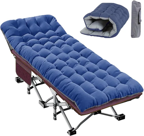Vista 11 de Slsy Catre de camping plegable para adultos con almohadilla, catres de dormir portátiles acolchados, cama de campamento con bolsa de transporte