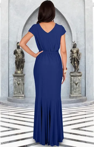 Vista 5 de KOH KOH Vestido largo de cóctel de noche para mujer, elegante, formal, sexy, de manga larga