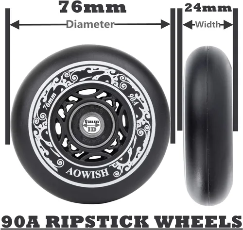Vista 5 de Ruedas Ripsurf 90a de 2.992 in con rodamientos ABEC-9 para RipStik DLX Caster Board, Deluxe Junior Skateboard, patineta giratoria de 2 ruedas Negro