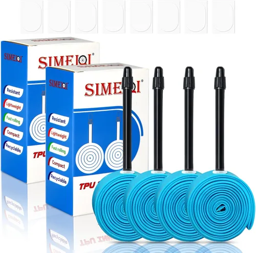 Vista 10 de Paquete de 4 tubos interiores ultraligeros de TPU para bicicleta, 700x18C/23C/25C/28C/30C/32C Presta 45/65/3.346 in para viajes diarios, conducción