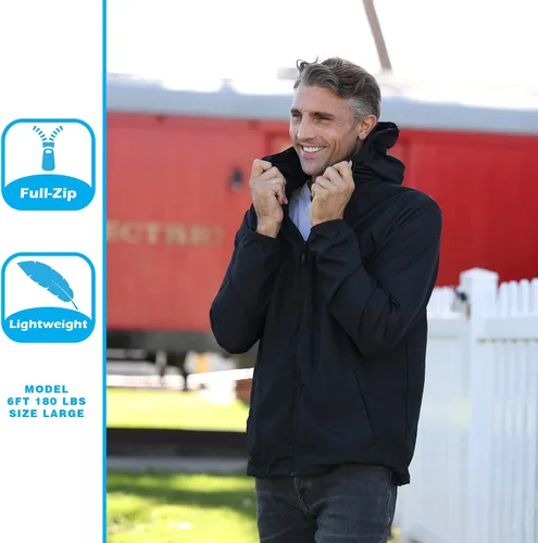 Vista 4 de Global Blank - Chaqueta cortavientos ligera para hombre resistente al agua.
