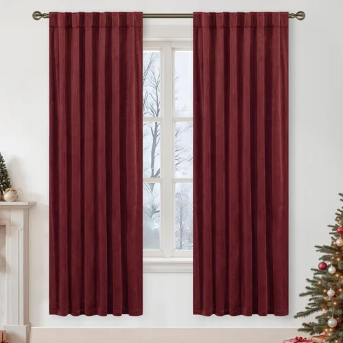 Vista 48 de LAMIT - Paneles de terciopelo beige para sala de estar de 72 pulgadas de largo, elegantes cortinas aisladas térmicamente e insonorizadas