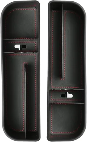 Vista 2 de JEYODA Organizador de espacio para asiento de automóvil, organizador de asiento delantero, paquete de caja de almacenamiento lateral de consola Negro
