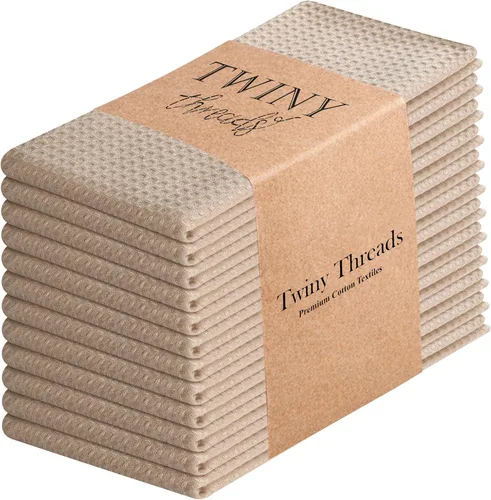 Vista 57 de TWINY threads Juego de toallas de cocina con diseño de diamante, 100% algodón, trapos grandes y trapos de lavado, absorbentes de secado rápido