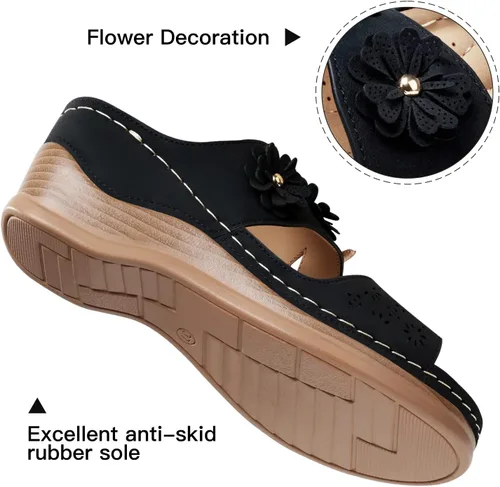 Vista 4 de SHIBEVER Sandalias de cuña para mujer sandalias de cuña con puntera abierta y cómodas de verano