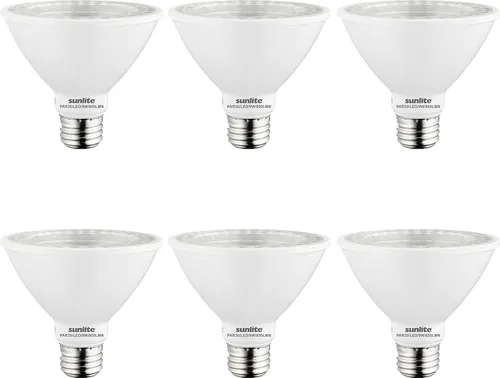 Vista 13 de Sunlite 40982-SU - Bombilla LED PAR30 de cuello corto, 9 vatios, (equivalente a 75 W), 850 lúmenes, base de tornillo medio (E26), regulable, 5000K