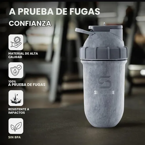 Vista 3 de SHAKESPHERE Botella agitadora de acero inoxidable - Botella agitadora de proteína aislada de 24 oz para bebidas frías y calientes - Ideal