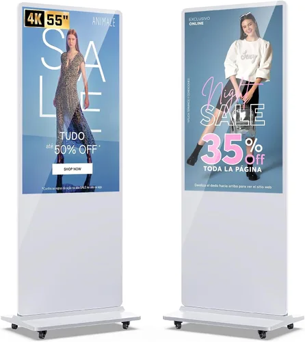 Vista 11 de MWE 32 pulgadas piso interior de pie señalización digital, sistema CMS, quiosco de exhibición de publicidad, pantalla LCD tótem comercial póster