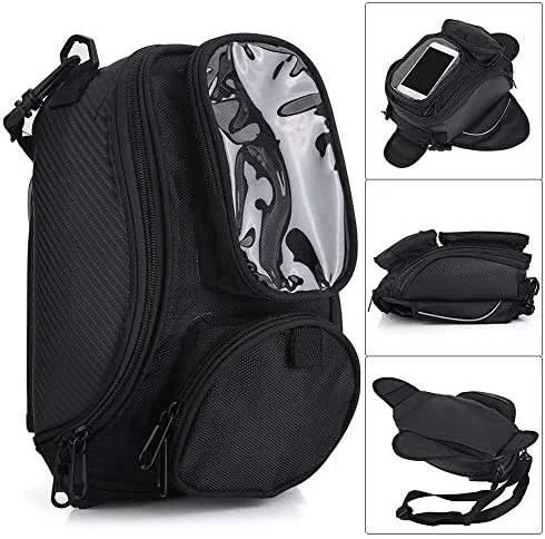 Vista 8 de Aramox Bolsa de tanque de motocicleta, bolsa magnética universal, bolsa de sillín de motocicleta con correa