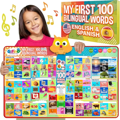 Vista 10 de Gufino Tabla de pared del alfabeto - Juguetes bilingües con botones táctiles interactivos para aprendizaje independiente y guiado - Ideal