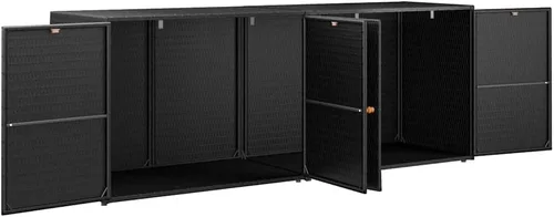 Vista 5 de vidaXL Gabinete de almacenamiento de jardín negro 78.0x21.9x31.5 Poly Rattan