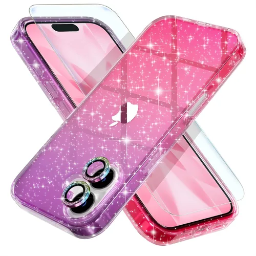 Vista 28 de Choiche, funda para iPhone 14 de mujer, brillante, protección de grado militar, 2 cubiertas de lentes de cámara Diamond, 2 protectores de vidrio