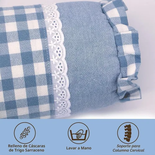Vista 6 de Almohada cervical de trigo sarraceno con relleno ajustable, cojín cervical para soporte lumbar de cuello, almohada cilíndrica de enfriamiento