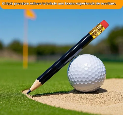 Vista 5 de Adhere 25 lápices de golf con borrador, lápices de madera hexagonales preafilados, grafito 2B, incluyendo un sacapuntas para puntuación de eventos