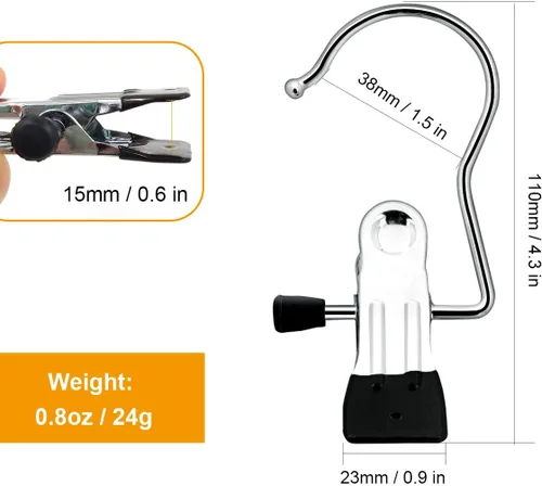 Vista 6 de Coideal Ganchos para colgar botas, 8 ganchos para botas, clips de ropa de acero inoxidable para secar calcetines (negro)