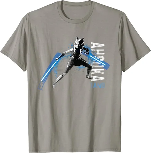 Vista 14 de Star Wars The Clone Wars Ahsoka Tano Dual Lightsabers Camiseta Asphalt Grey