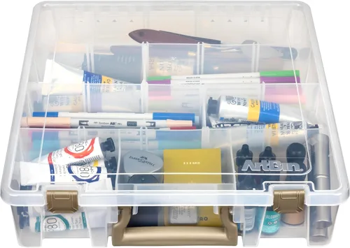 Vista 2 de ArtBin Súper Satchel con divisores extraíbles, organizador de arte y artesanía portátil con mango, [1] caja de almacenamiento de plástico, claro, 1