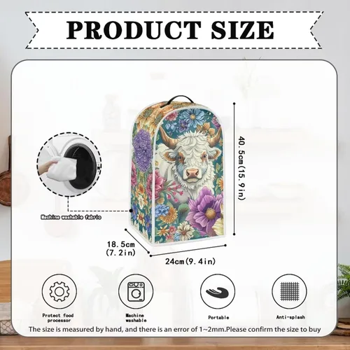 Vista 6 de Upetstory Funda antipolvo para licuadora de vaca, estilo bohemio, azteca, para cafetera, electrodomésticos, resistente a las manchas, lavable