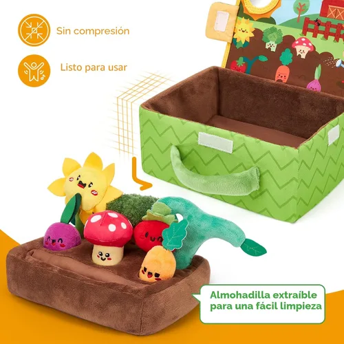 Vista 7 de hahaland Juguetes para bebés de 6 a 12 meses – Frutas Verduras Jardín Planta Granja Peluche 6 Month Old Montessori Sensory Toys Carrot Flower with